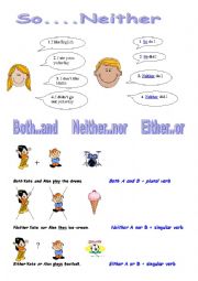 English Worksheet: So..Neither / Both..and / Neither..nor / Either..or 