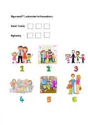 English Worksheet: big and small families
