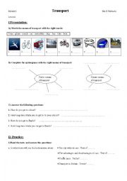 English Worksheet: transport 8th grade