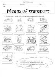 English Worksheet: means of transport