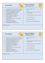 English Worksheet: Self evaluation promps