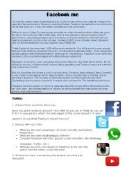 English Worksheet: Facebook Reading + Discussion