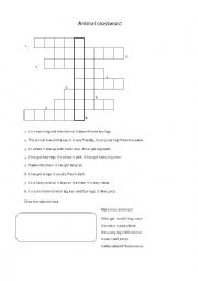 English Worksheet: animal crossword