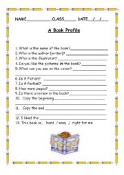 English Worksheet: A Book Profile