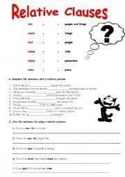 English Worksheet: Relative Clauses