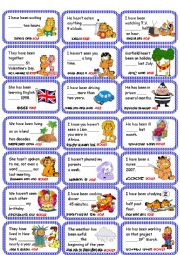 English Worksheet: For-since Card Game