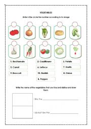 English Worksheet: Vegetables