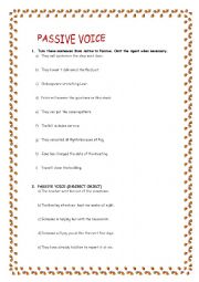 English Worksheet: PASSIVE VOICE