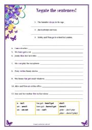 English Worksheet: Present Simple Negations