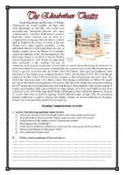 English Worksheet: The Elizabethan Theatre