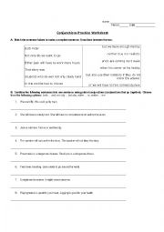 English Worksheet: Conjuctions