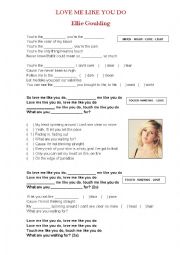 English Worksheet: Song - Love me like you do - Ellie Goulding