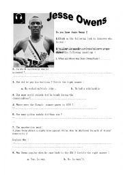 English Worksheet: Do you know Jessy Owens?