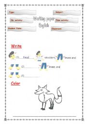 English Worksheet: parts of the body