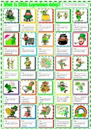 English Worksheet: What is Little Leprechaun doing?