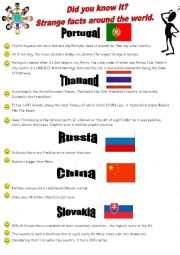English Worksheet: Strange Facts Around the World + A Questionnaire (Key is Provided)