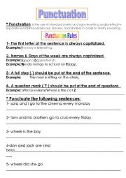 English Worksheet: Punctuation 