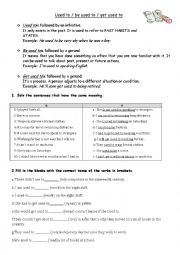 English Worksheet: Used to - Be used - Get used to