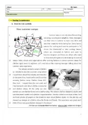 English Worksheet: Test - 8th Grade - At a Summer Camp - Fashion - 