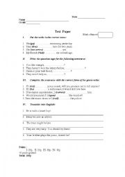 English Worksheet: 8TH GRADE EVALUATION