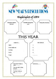 English Worksheet: New Years Resolutions