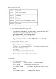 English Worksheet: RELATIVE PRONOUNS