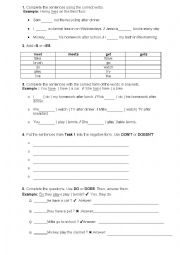 English Worksheet: Present Simple 1