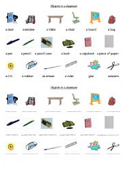 English Worksheet: Classroom Objects