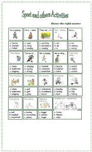 English Worksheet: Sports and other activities