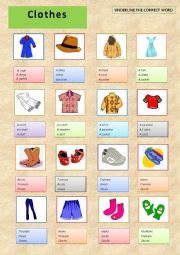 English Worksheet: clothes