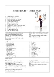 English Worksheet: Shake It Off  Taylor Swift