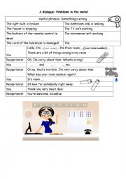 English Worksheet: Dialogue - Problems in a motel