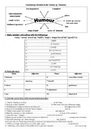 English Worksheet: Vocabulary related to the theme of humour