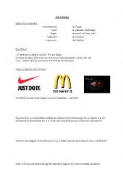 English Worksheet: Advertising