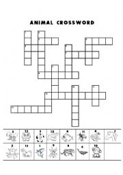 English Worksheet: ANIMAL CROSSWORD