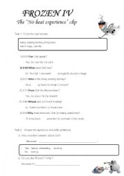 English Worksheet: Frozen IV (No heat experience - clip, Question words:  can, what who, does, whose, focus on why)