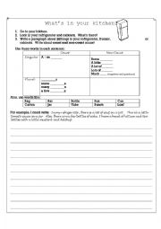 English Worksheet: Count/Non-Count Nouns:  Whats in Your Kitchen?
