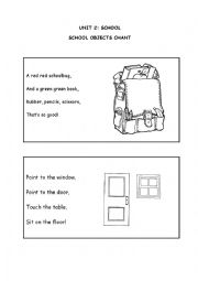 English Worksheet: School supplies chant