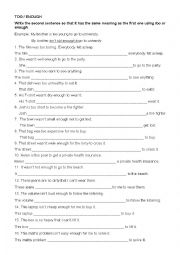 English Worksheet: TOO ENOUGH