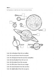 English Worksheet: Planets Worksheet