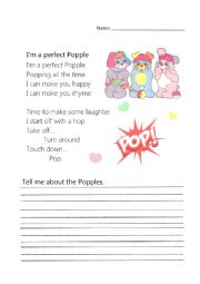 English Worksheet: Popples Poem