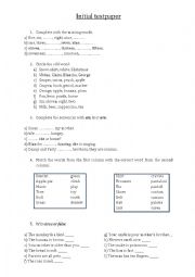 English Worksheet: initial test 4th grade