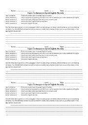 English Worksheet: Topic Sentence and Detail Sentences__Exercise 