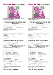 Close to you (worksheet)