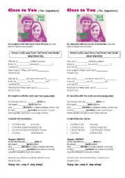 English Worksheet: Close to you (worksheet)