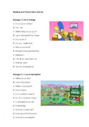 English Worksheet: Dialogue Pronunciation Activity