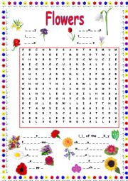 English Worksheet: FLOWER WORDSEARCH