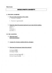 English Worksheet: Film trailer DEAD POETS SOCIETY