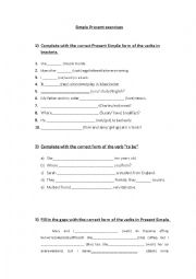 English Worksheet: Present Simple exercises