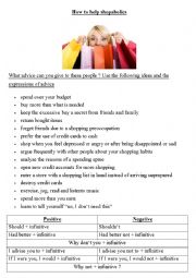 English Worksheet: Advice to help shopaholics